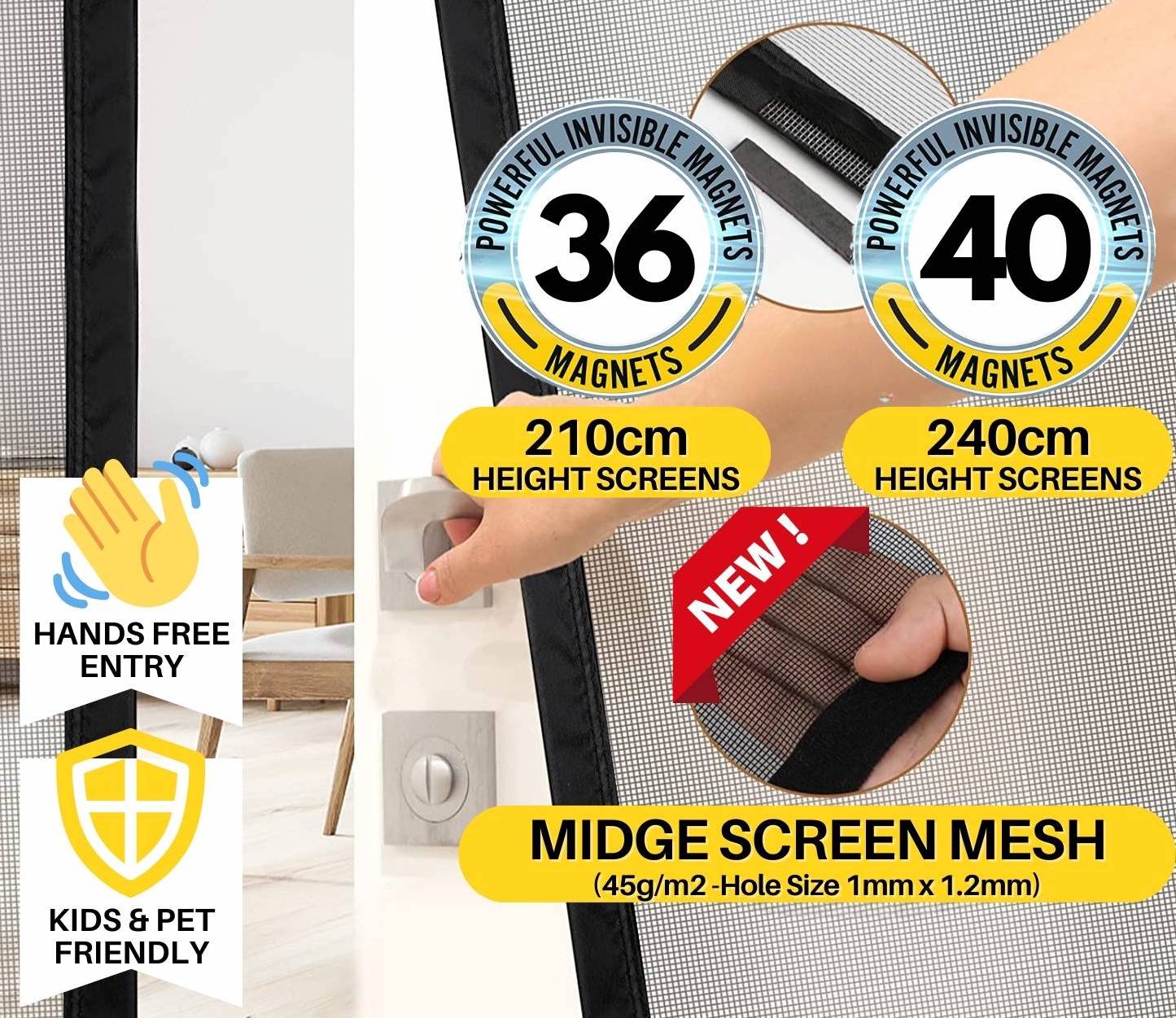 Magnetic Screen Door - White, 60cm (W) x 210cm (H), image 2